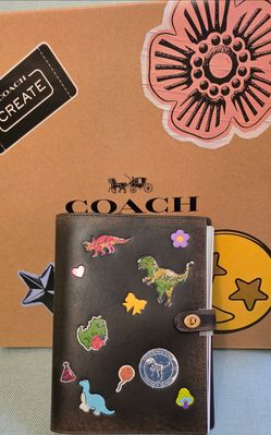 COACH Rexy 10th Anniversary Leather Notebook Sticker Print Turnlock