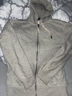 Polo zip-up hoodie ,gray, large