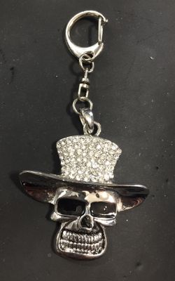 Top Hat Blinged out Skeleton Keychain