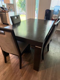 Dark Wood Dining Table with 5 Chairs