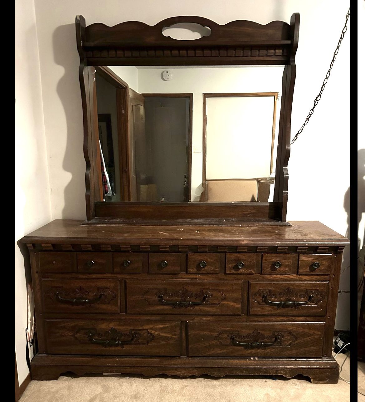 Formal Dresser With Mirror & 2 Matching Side Tables
