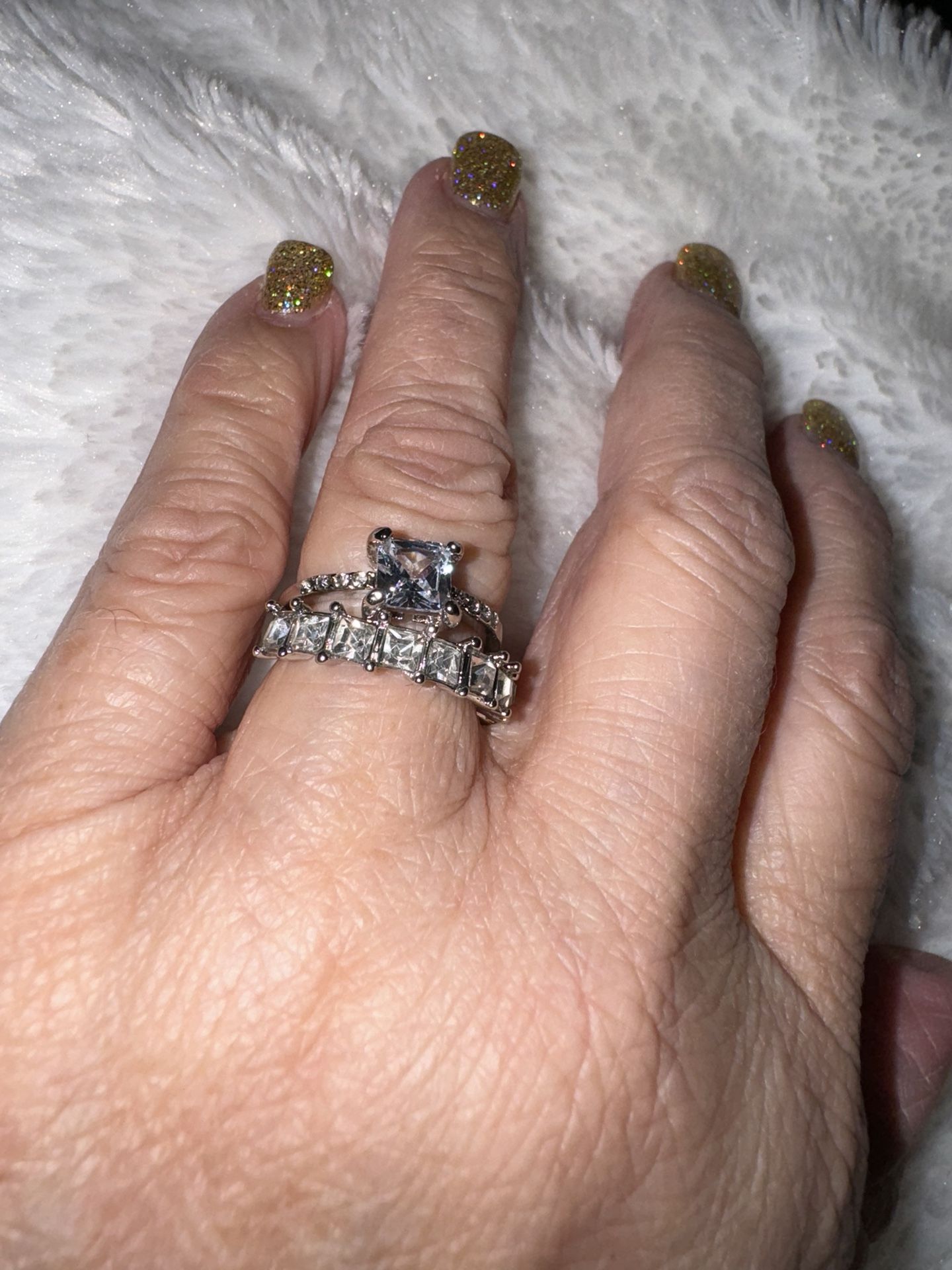 NEW CZ Wedding Ring Set - size 7