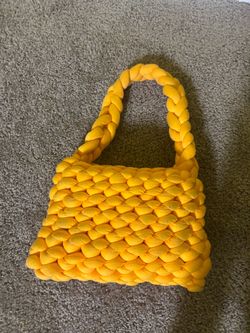 Yellow Chunky Knit Tote Bag