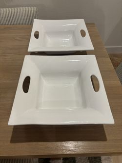 GF Faiancas Neto & Gomes Portugal Large White Serving Bowls 