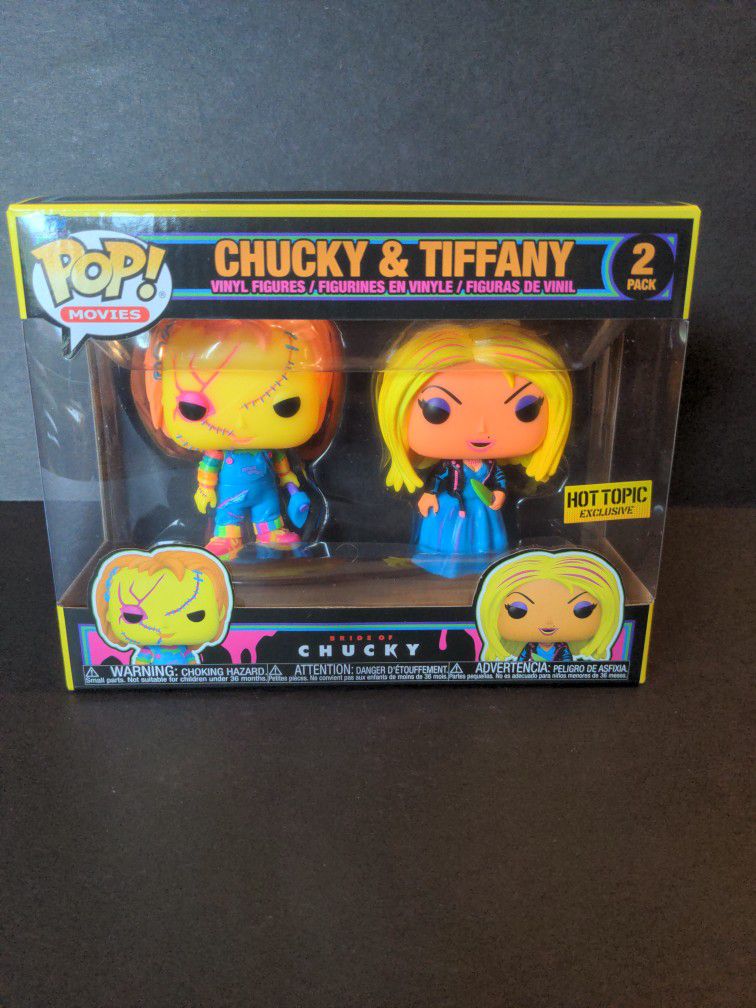 Funko Pop! Blacklight 2 Pack Hot Topic Exclusive Chucky & Tiffany 
