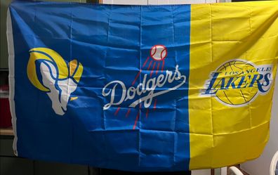 LA Rams Dodgers Lakers 3-Team Fan Flag