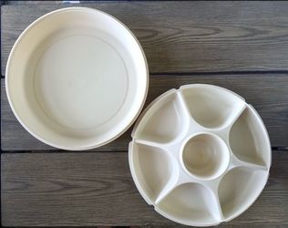 Vintage Tupperware Divided Tray With Lid #1666-1