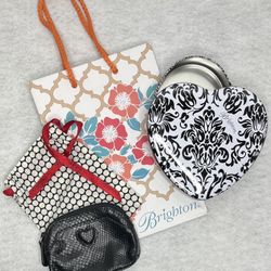 *NWOT* Brighton Snake Leather Zip Top Heart Coin/Credit Card/Lipstick Purse Set