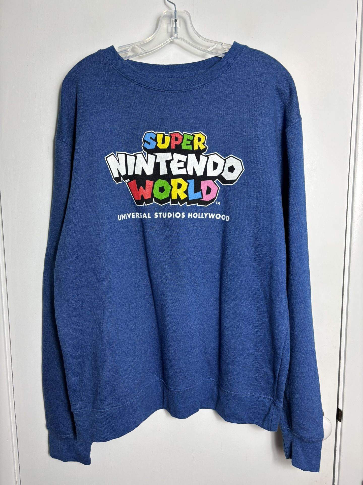 Universal Studios Hollywood Super Nintendo World Logo Crew Fleece Sweater Sz LG