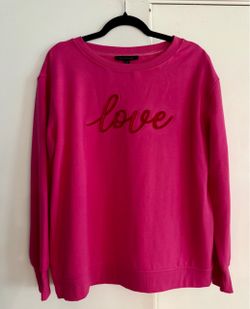 Jane & Delancey Pink 'Love' Embroidered Crewneck Sweatshirt. Sz M