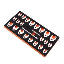 499*3/8" Drive Crowfoot Wrench Set with 2 Extension Bars, 24-Piece Crows Foot Wrench Set, SAE 3/8"-1" and Metric 10-22 mm, CR-MO Steel Crowfoot Wrench