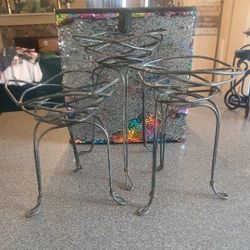 3 Unique Small Wrought Iron Holders-
