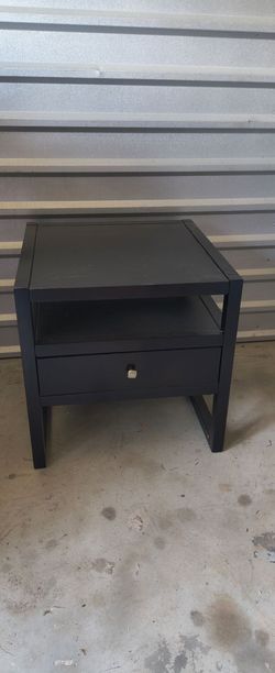 Black Nightstand with Drawer and Shelf