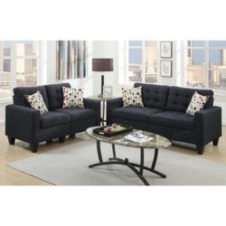Black Sofa And Love Seat Set 
