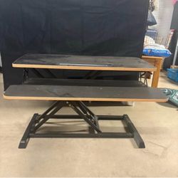 Standing desk converter 32 inches wide with hydraulic press