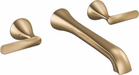 Delta Bonacci Wall Mount Bathroom Faucet 2 Hole, Brushed Gold Bathroom Sink Faucet for Vanity, Lumicoat Champagne Bronze T3545LF-CZ-PR-WL (Valve Not I