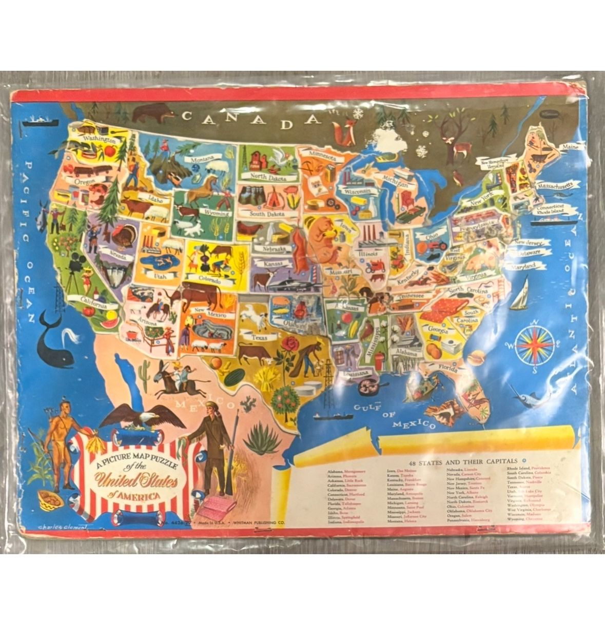 Vintage Pre-1959 Puzzle Map of The USA