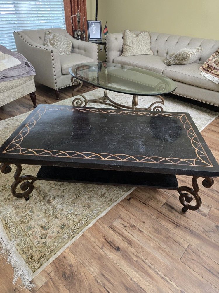 Connery cocktail table with two sides table antique Bronze/B lake