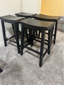 Set of 4 Counter-Height Stools – Black Wood – $100 OBO