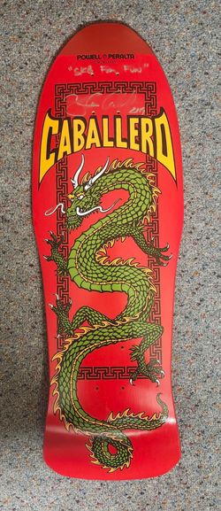 Autographed 2019 reissue of the 1987 Steve Caballero Chinese Dragon in Red