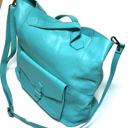 Anoki Paris Turquoise Leather Shoulder Bag Purse