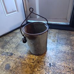 Vintage Well Bucket Galvanized Steel W/ Weight 