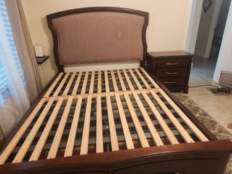 Queen Storage Bed Frame with Upholstered Headboard