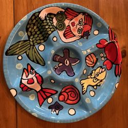 Mermaid, Nautical Serving Platter, Four Sections, Perfect Condition , Ceramic 