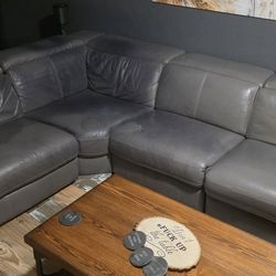 Gray Leather Sectional Couch