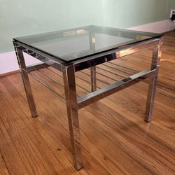 Chrome And Glass Side Table 