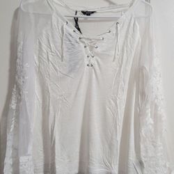 White Long Sleeve Lace Top