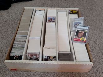 Giant box of vintage baseball cards and two graded cards