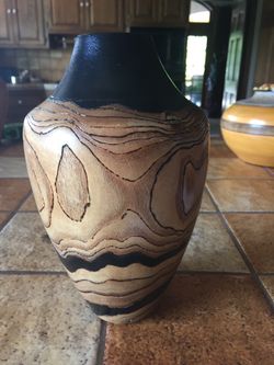 Tall Turned Wood Vase