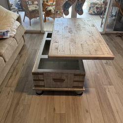 Convertible Light Wood Coffee Table 