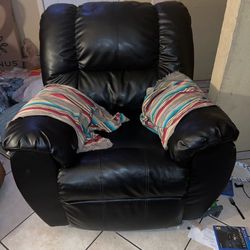 Black Leather Reclining Rocking Chair