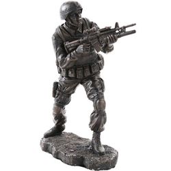 Soldier In Combat Resin Statue