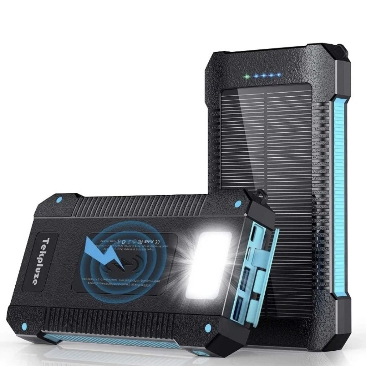 TEKPLUZE Solar Power Bank 30000 mAh Wireless Portable Charger Solar Panel