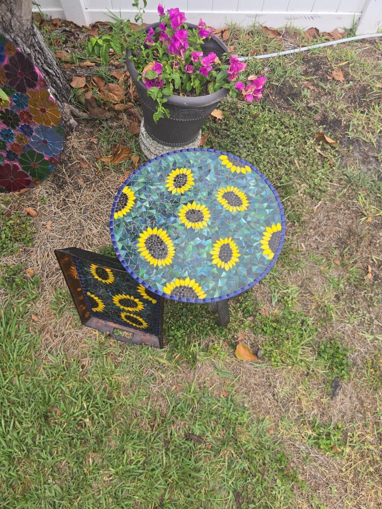 Heavy Metal Sunflower Stained Mosaic
