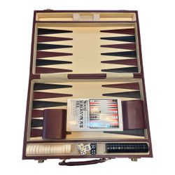 🎲 Vintage Backgammon Set – Leather Case + Book