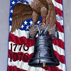 Vintage ALEXANDER SMITH Wall Rug - America Bicentennial 55"x36" - NEW in box!