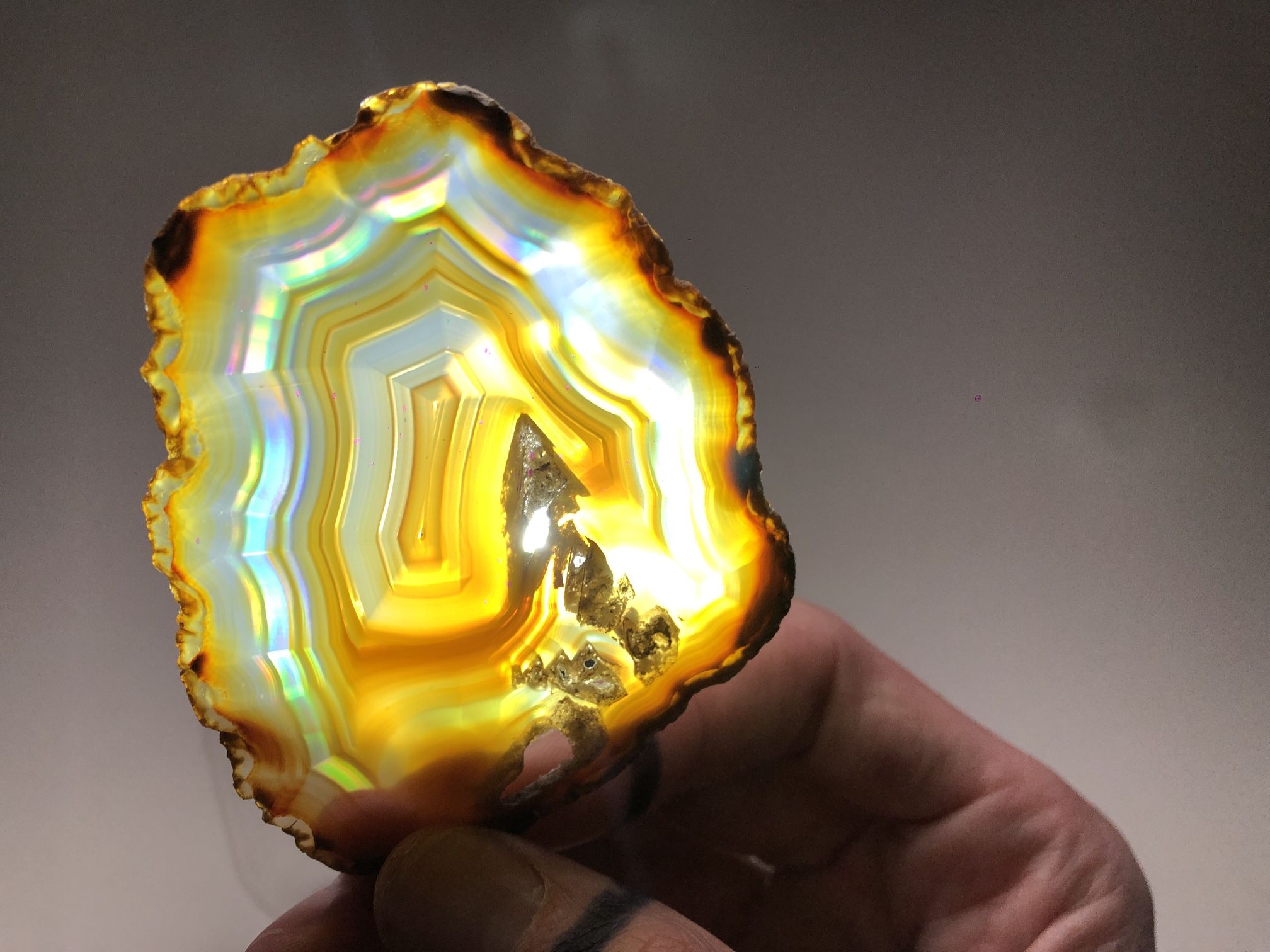 Fine Iris Agate with Brilliant Rainbow Kaleidoscope of Hues  