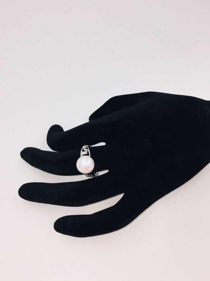925 STER Silver Large Pearl Ring 7