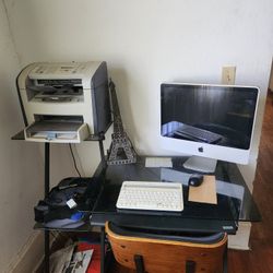 Computer, Desk, Printer 