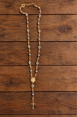 18k Gold  plated  Rosary Necklace with Cross