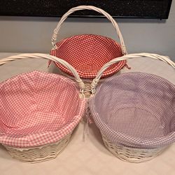 Wicker Easter Baskets Gift Baskets Bundle Pink Purple Red NEW!