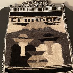 Vintage Hand Woven Ecuador Folk Art Wool Shoulder Bag