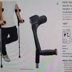 Mobility Foreman Crutches For Adults, Adjustable Height Aluminum 