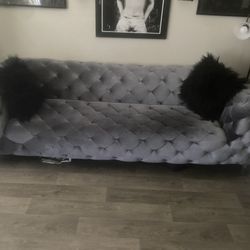 Tufted Grey Modern Couch 