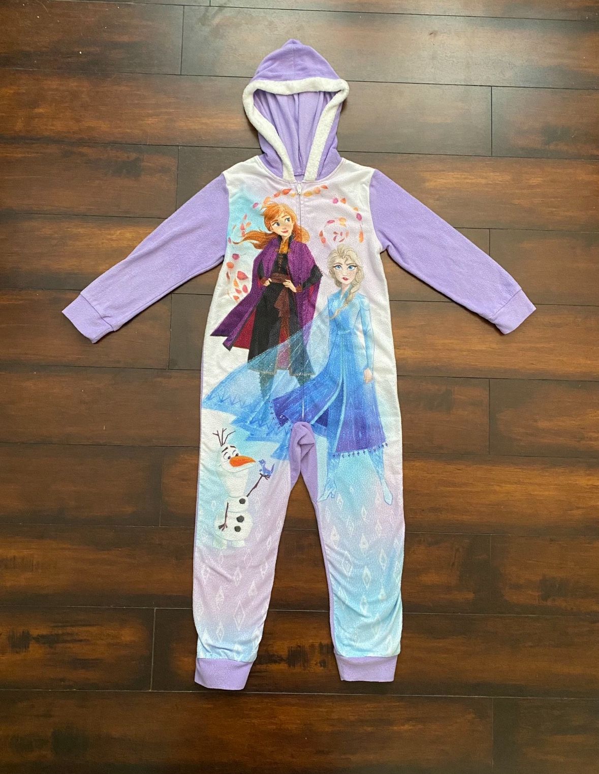 Baby Girl Clothes Little Girls Disney Fleece Frozen Elsa And Anna Pj Pajama Hooded Onesie Size 6T