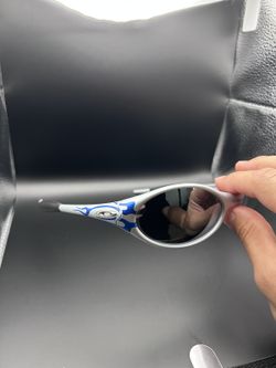 Silver and Blue Oval Sunglasses